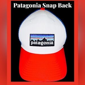 Patagonia P-6 Logo Trucker Red White Blue Mesh Snap Back Hat Cap